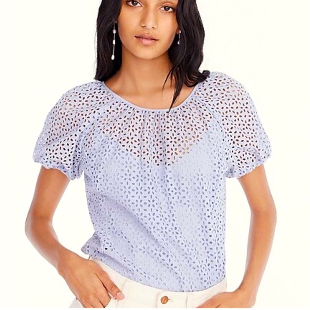 NWT J.Crew eyelet top in a super pretty lavender w/ removable camisole. Size 6.